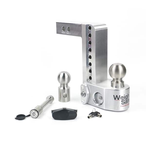 Weigh Safe Aluminum 8" Adjustable Trailer Hitch for 2" Receiver w/ Built in Weight Scale & 2 pc Keyed Alike Lock Set