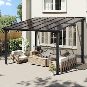 12 ft. x 10 ft. Outdoor Aluminum Wall-Mounted Gazebo Pergola for Patio Covers