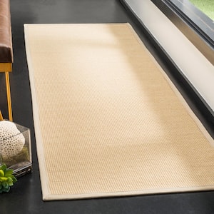 Natural Fiber Beige/Ivory 3 ft. x 6 ft. Border Runner Rug