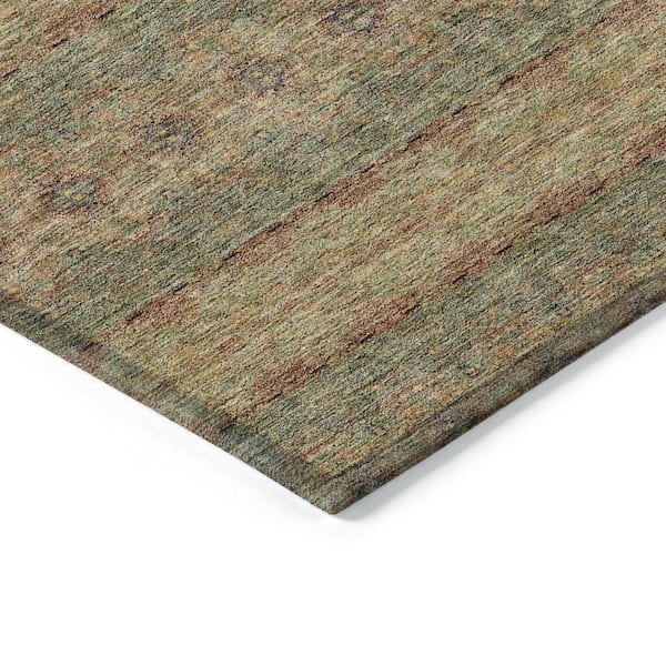 Artichoke Green, Olive Green 3 ft. x 5 ft. Woven Floral Medallion Polyester Rectangle Indoor / Outdoor Area Rug
