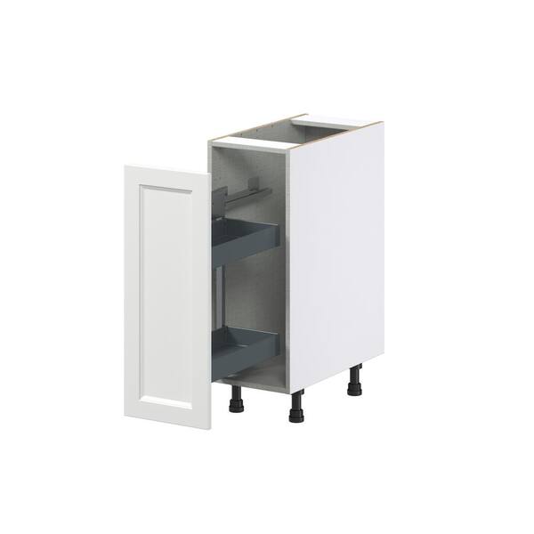 J COLLECTION Devon Painted Blue Recessed Assembled PullOut Left Spice Rack Kitchen Cabinet (12 in. W x 34.5 in. H x 24 in. D)