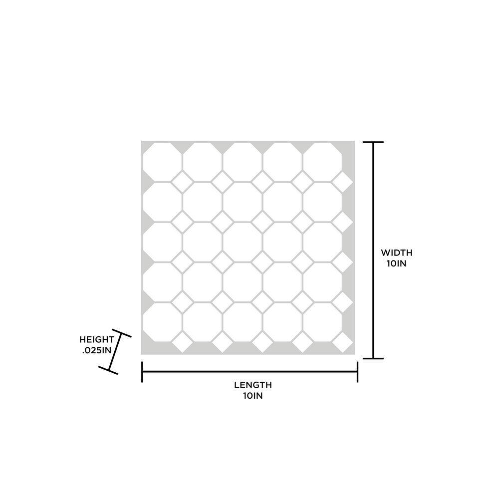 Octagon 10'' W x 10'' L Resin Peel and Stick Mosaic Tile