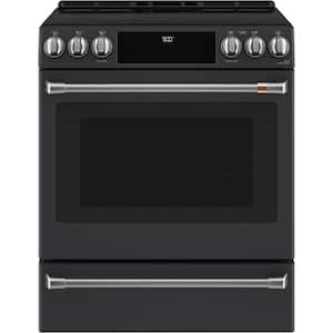 30 in. 5.7 cu. ft. Slide-In Smart Electric Range with Self Cleaning Convection Oven in Matte Black