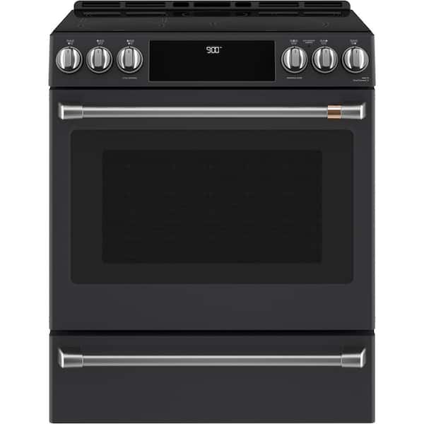 Cafe 30 in. 5.7 cu. ft. Slide-In Smart Electric Range with Self Cleaning Convection Oven in Matte Black