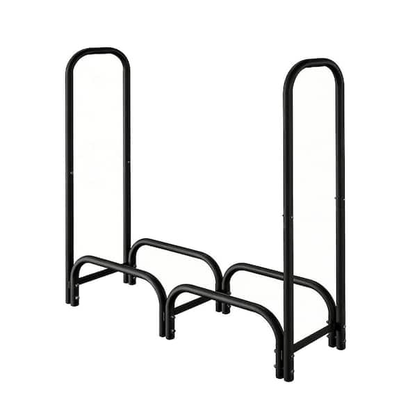 49 in. Heavy Duty Outdoor Round Tube Firewood Rack with Cover