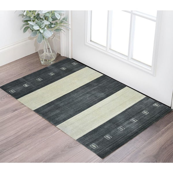 2 ft. x 3 ft. Multi-Colored Wool Striped Hand Woven Area Rug