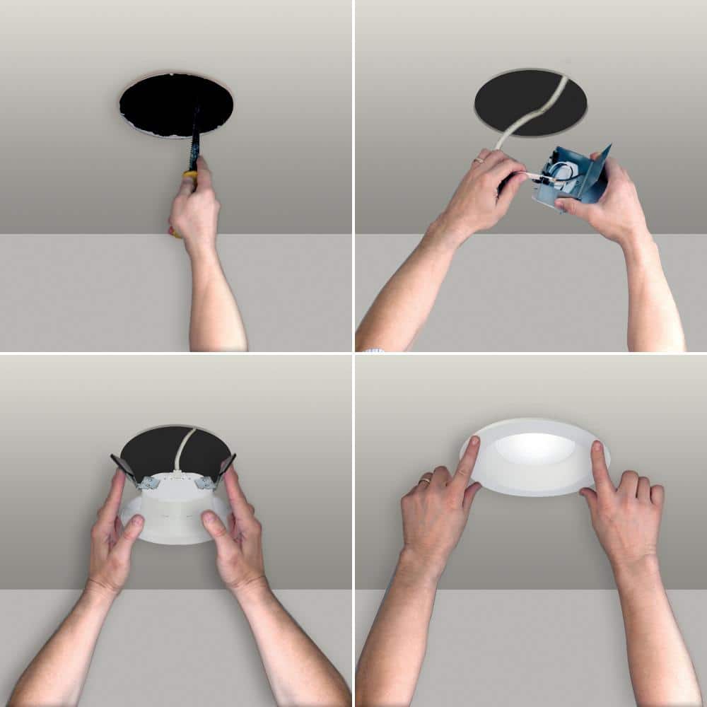 6-Inch White Aluminum Canless LED Recessed Light 4-Pack