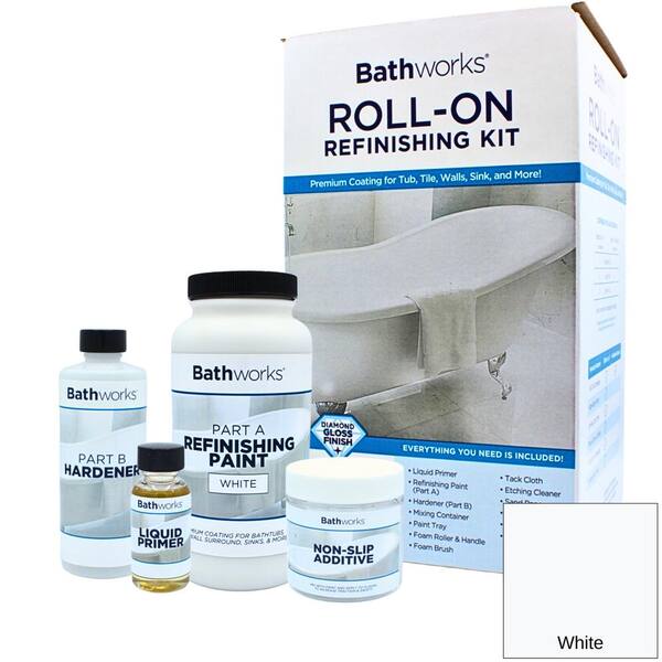 BATHWORKS 22 oz. DIY Bathtub Refinish Kit with SlipGuard in White BWNS ...