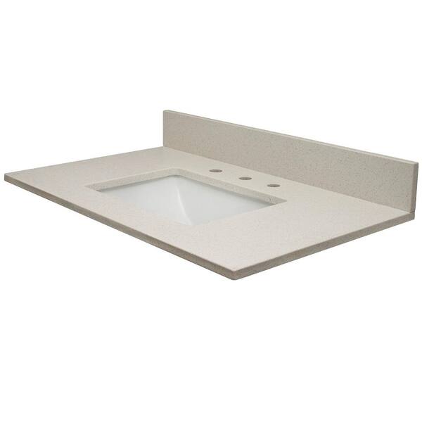 MarCraft Vista 25 in. W x 22 in. D Quartz Single Rectangle Basin Vanity Top in Ivory Sparkle with White Basin