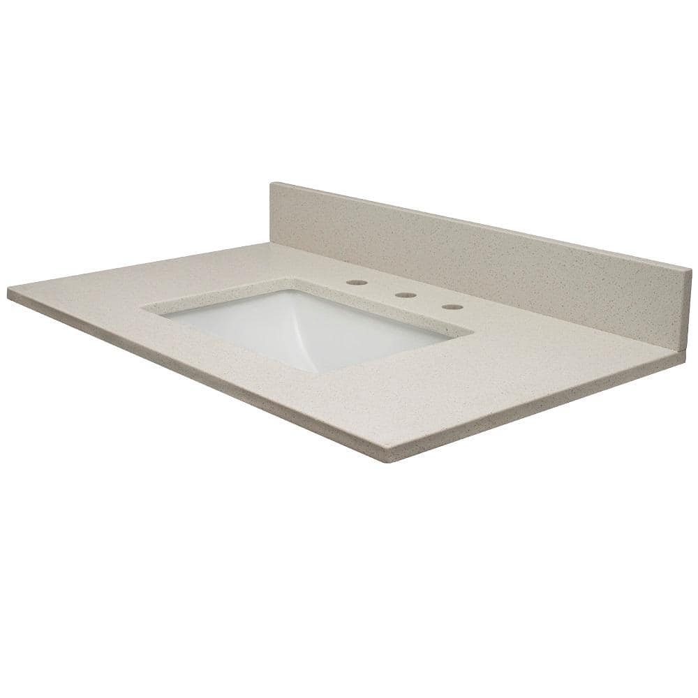 Vista 49 in. W x 22 in. D Quartz Single Rectangle Basin Vanity Top in Ivory Sparkle with White Basin -  MarCraft, VQIS4922801