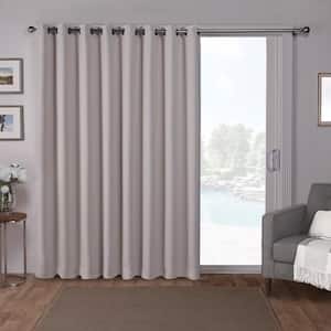 Sateen Patio Silver Solid Woven Room Darkening Grommet Top Curtain, 100 in. W x 84 in. L