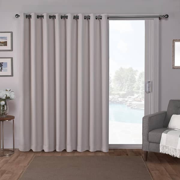 EXCLUSIVE HOME Sateen Patio Silver Solid Woven Room Darkening Grommet Top Curtain, 100 in. W x 84 in. L