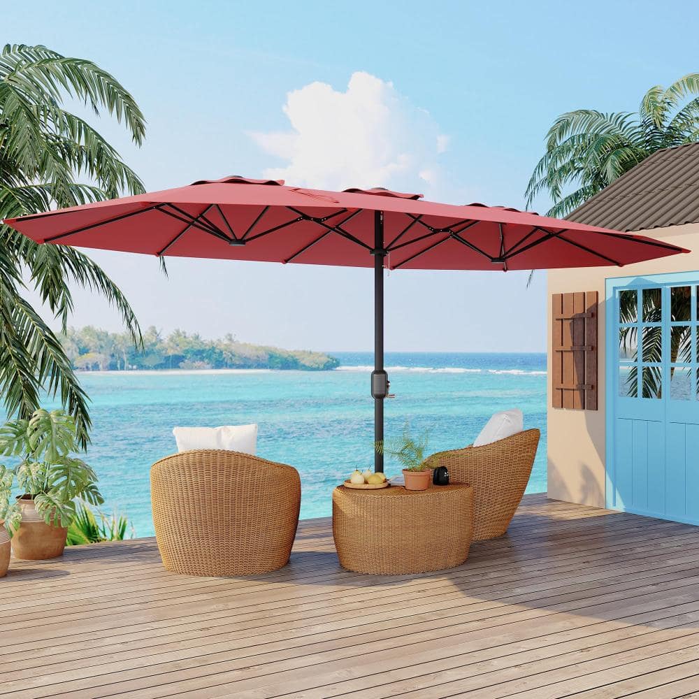 15ft Double-Sided Rectangular Market Umbrella, for Patio Poolside Lawn Garden and Backyard, Base Not Included, Red price history on PriceWatchPro