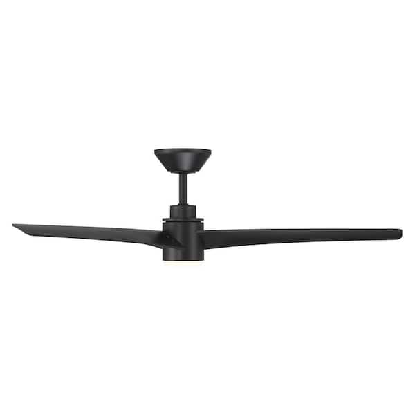 Novelle 52 in. Indoor/Outdoor Matte Black 3-Blade Smart Ceiling Fan Selectable CCT Integrated LED and Remote