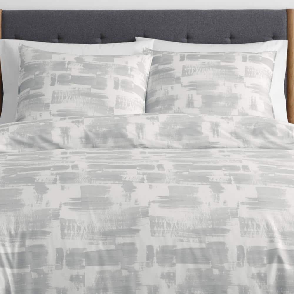 Aria Full/Queen Gray and White Microfiber Duvet Set