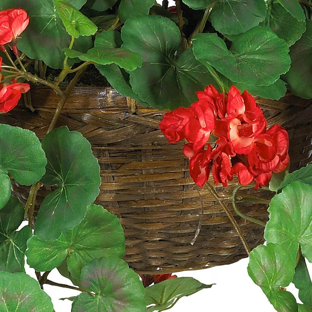 Lush Silk Geranium 18" Potted Arrangement in Wicker Planter