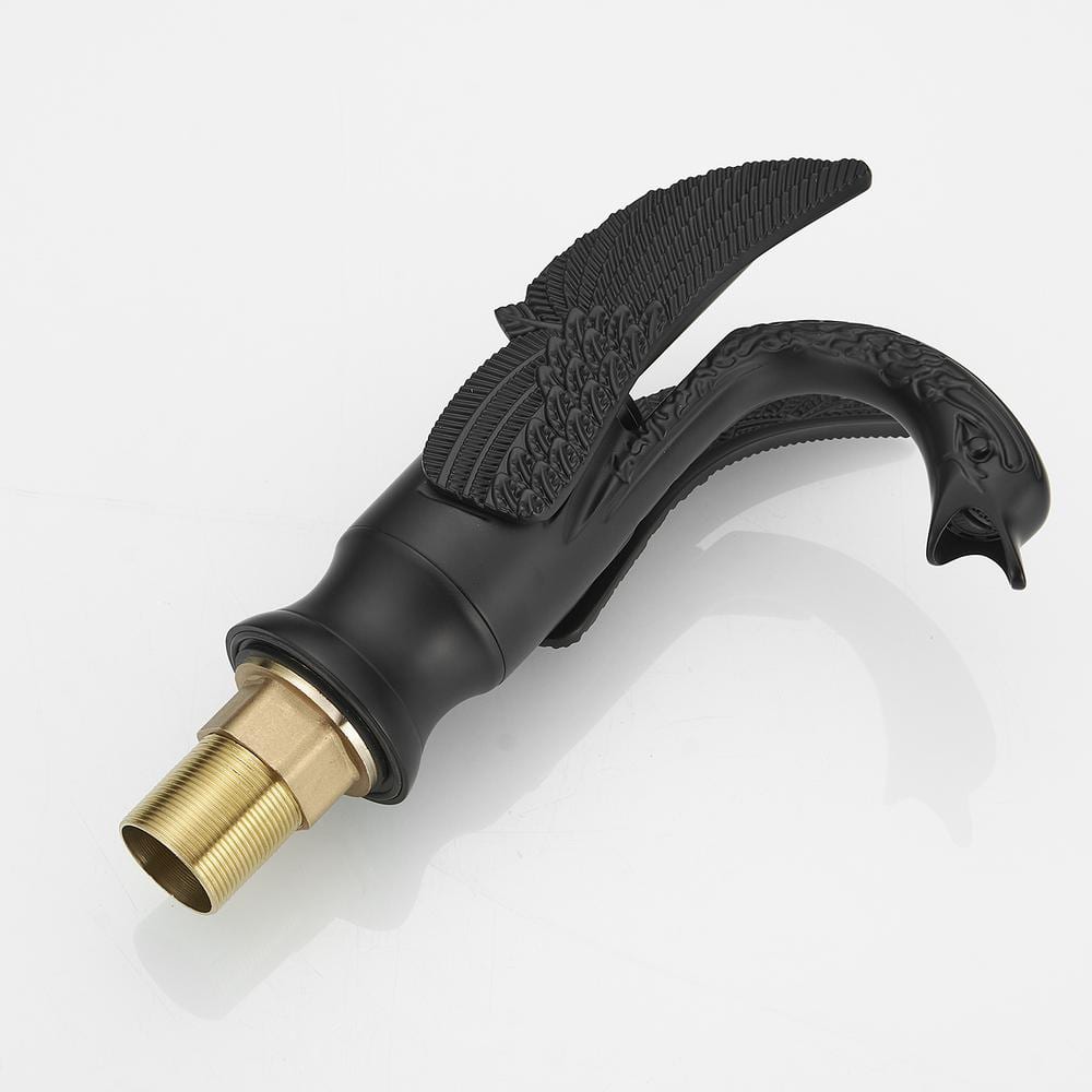 Matte Black Swan Single Hole Bathroom Faucet with Metal Drain