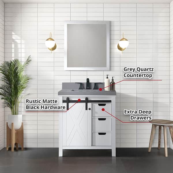 Lexora Marsyas 30-in White Bathroom Vanity Cabinet Lexora Marsyas 30-in White Bathroom Vanity Cabinet