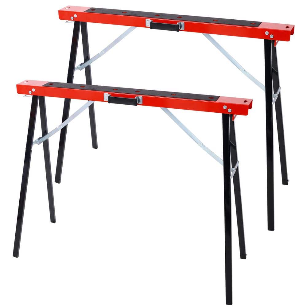 39in. 2-PACK Adsjustable Saw Horse, Folding Portable Work Horse with Fast Open Legs, Fully Assembled, red+black color price history on PriceWatchPro