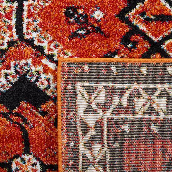 3x4 90x120 Handmade Vintage Afghan Rug Orange Black Red 