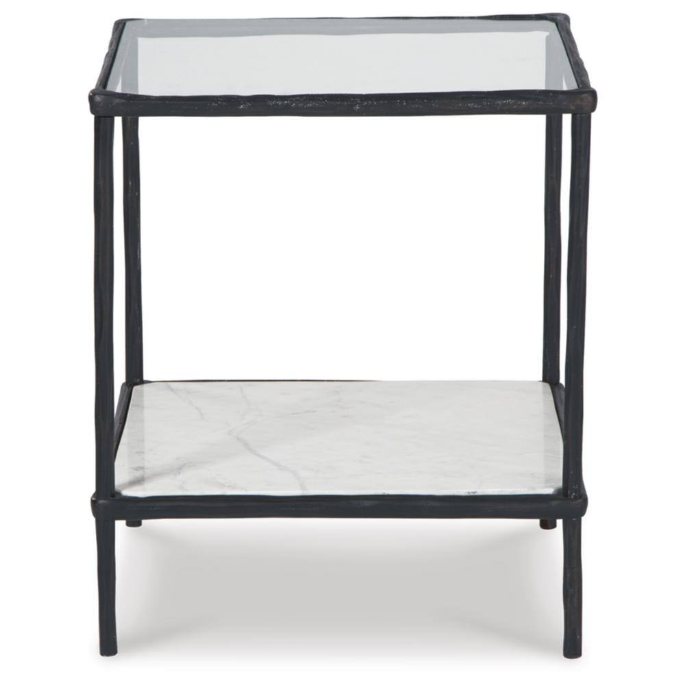 Ryandale 20.75'' Square Gray Metal and Glass Accent Table