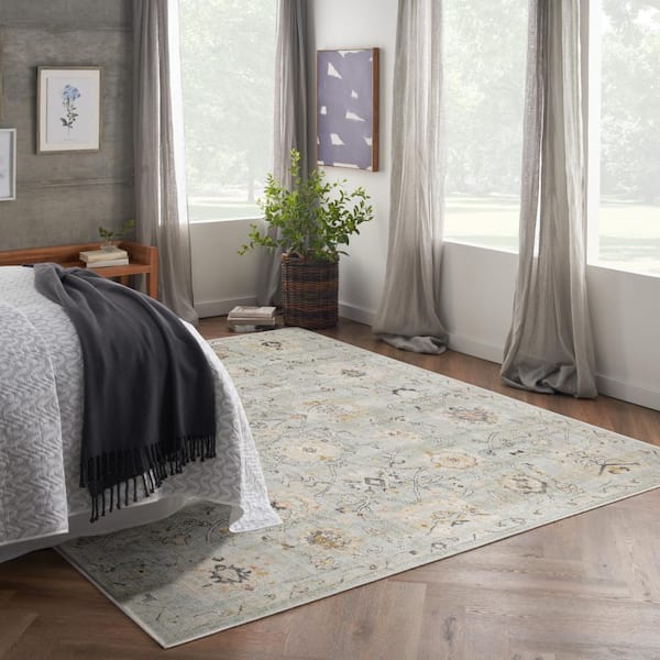 Oushak Home Mint 7 ft. x 10 ft. Floral Traditional Area Rug