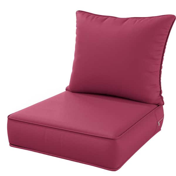 WNP 24 in. x 24 in. x 5 in. Square Outdoor Deep Seating Cushion Set Seat and Back Cushion for Chair and Sofa Fuchsia Red