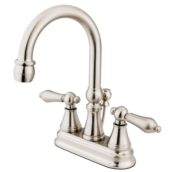 Kingston Brass Governor 4 in. Centerset 2-Handle Bathroom Faucet in Brushed Nickel