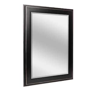 35.5 in. H x 29.5 in. W Rustic 2-Step Rectangle Distressed Black Framed Beveled Glass Bathroom Vanity Wall Mirror