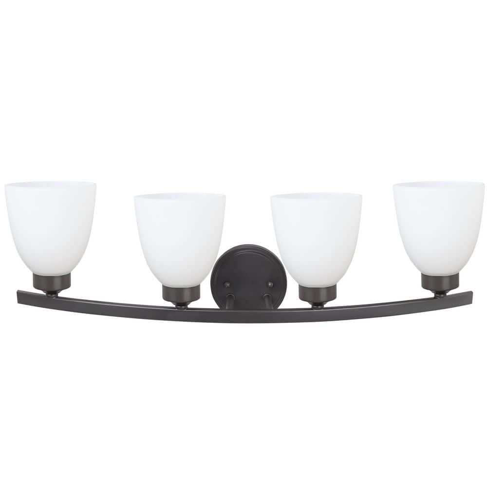 Oil Rubbed Bronze 4-Light Vanity Fixture with Frosted Glass Shades
