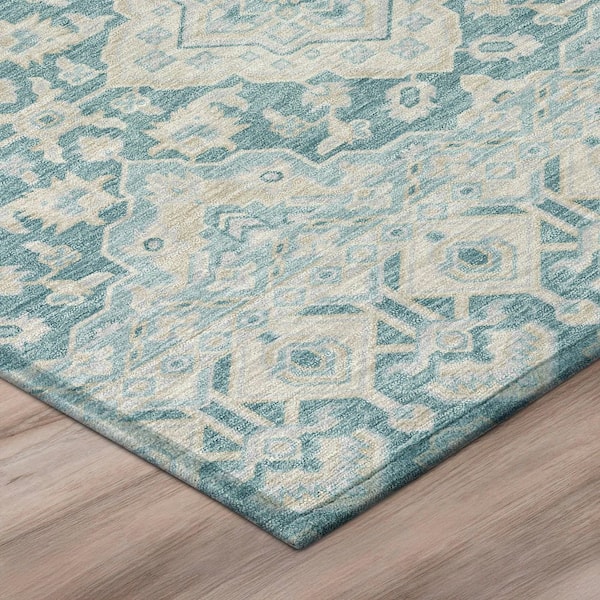 Chantille Machine Washable Indoor/Outdoor Abstract ACN3104 Teal 2 ft. x 3 ft. Accent Rug
