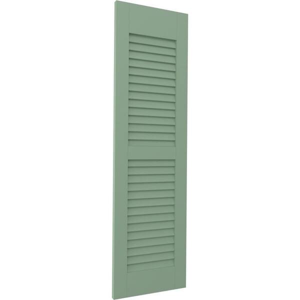 Ekena Millwork 18 in. W x 72 in. H Americraft 2-Equal Louver Exterior Real Wood Shutters Pair in Track Green