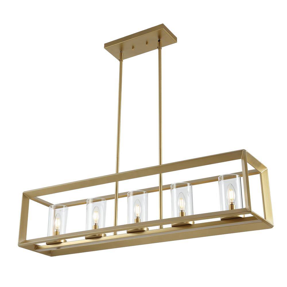 Anna 38.5" Gold Brass Glass LED Pendant Light