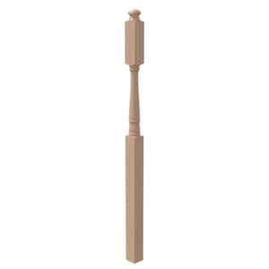 Stair Parts 4045 60 in. x 3 in. Unfinished Red Oak Mushroom Top Landing Newel Post for Stair Remodel