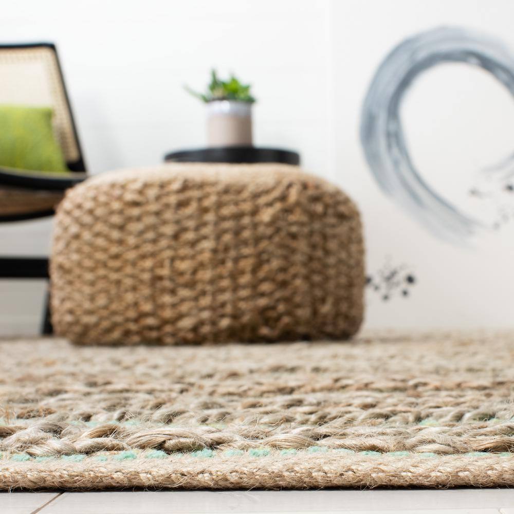 Green Hand-Knotted Cotton Square Area Rug