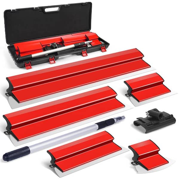 Stainless Steel Drywall Skimming Blade Set, Drywall Finishing Tools with 28"-62" Extension Handle and Portable Case