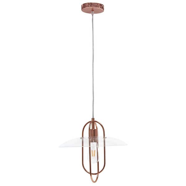 Lalia Home 1-Light Rose Gold Elongated Metal Pendant Light