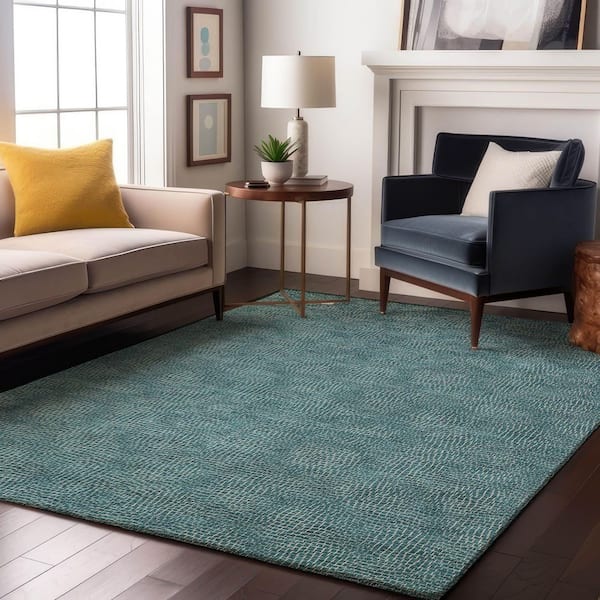 Mayfield Premium Machine Washable Abstract AMF1057 Teal 5 ft. x 7 ft. 6 in. Area Rug