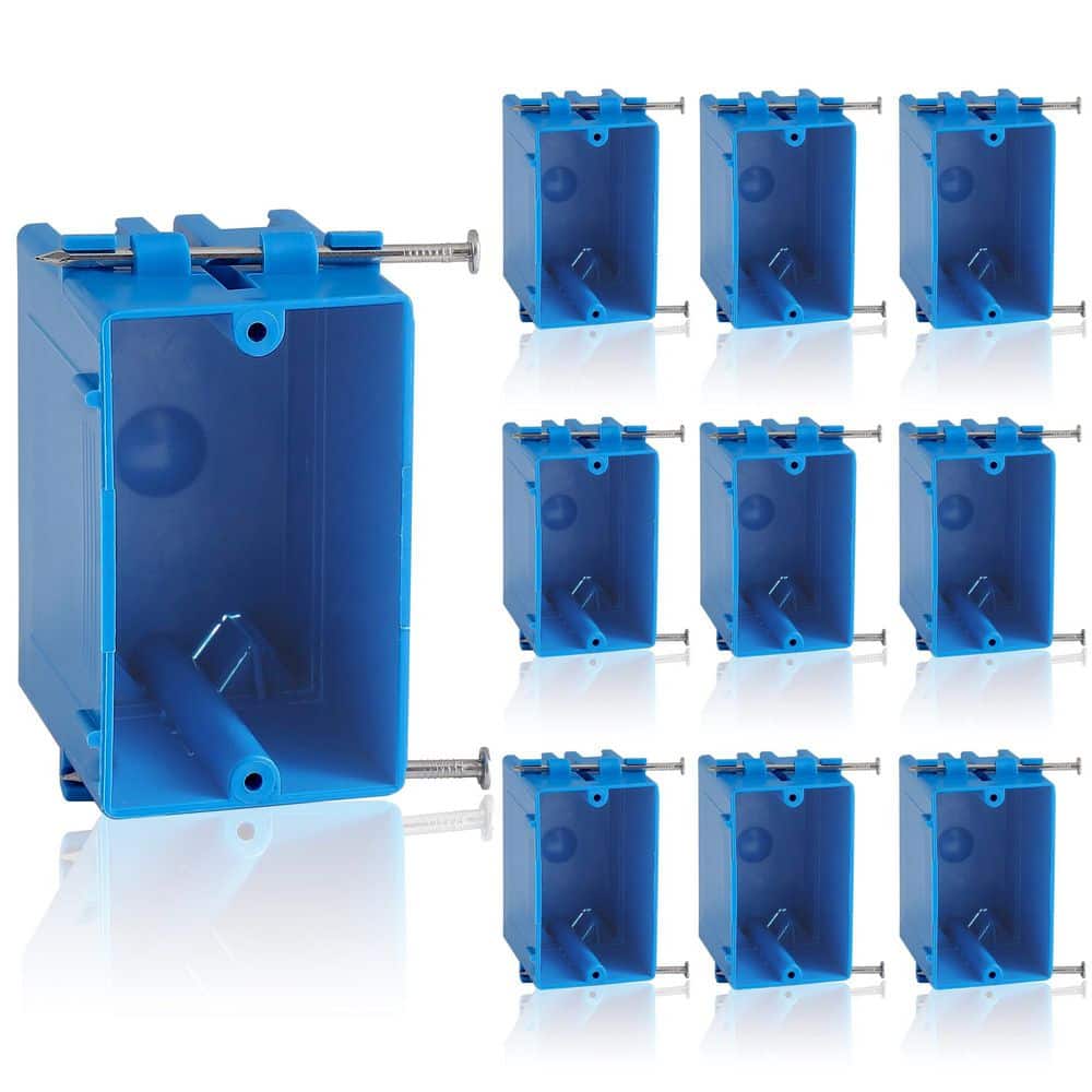 10 Pack Single Gang Electrical Box, 18 cu. in. Blue Pvc Work Nail Outlet Box, Switch and Outlet Junction Box price history on PriceWatchPro