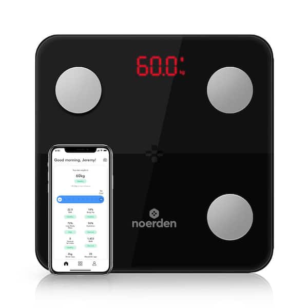 NOERDEN Bluetooth Smart Body Scale with 13 metrics USB rechargeable, Black