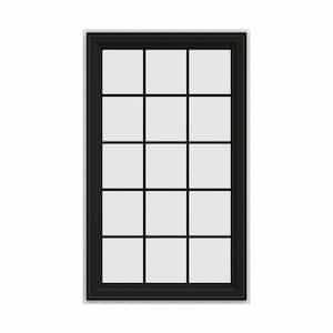 36 in. x 60 in. V-4500 Series Bronze FiniShield Vinyl Right-Handed Casement Window with Colonial Grids/Grilles