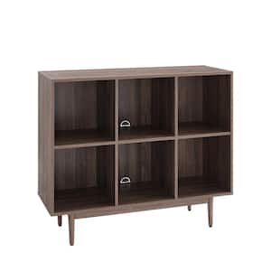 Liam 36 in. Walnut Engineered Wood 6-Shelf Accent Bookcase
