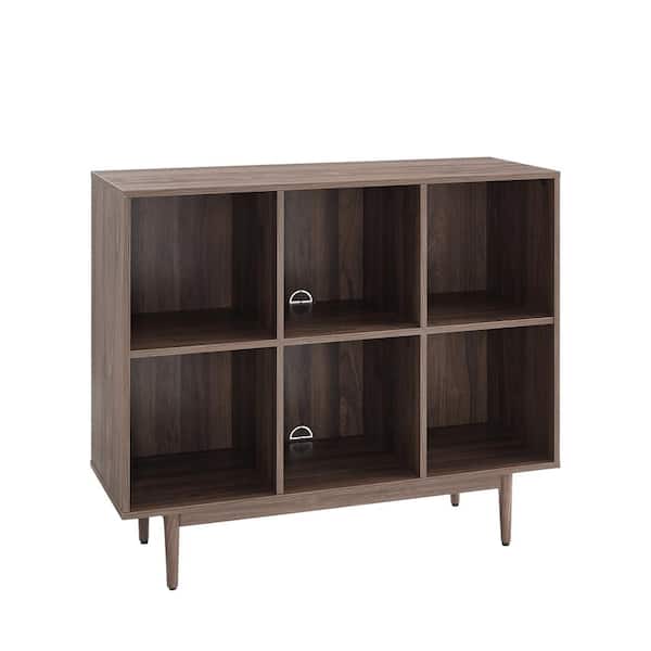 CROSLEY FURNITURE Liam 36 in. Walnut Engineered Wood 6-Shelf Accent Bookcase