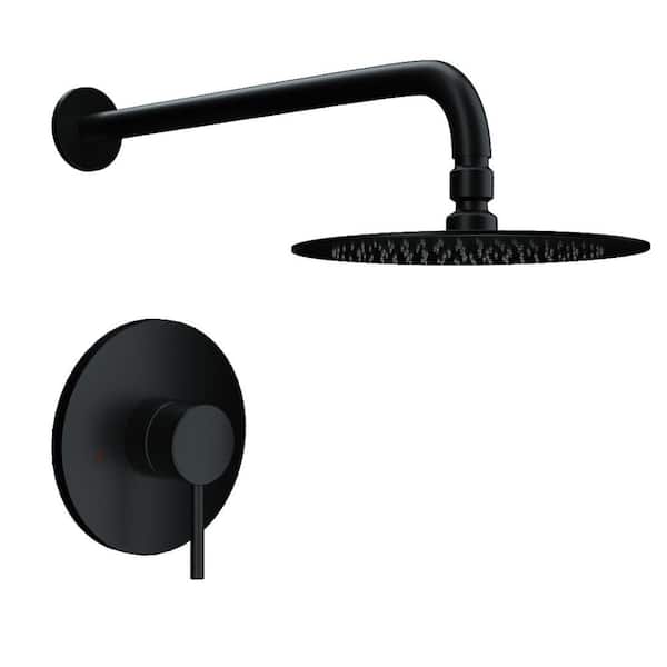 Unbranded Single Handle 1-Spray 10 in. Shower Faucet 1.8 GPM with High Pressure in. Matte Black (Valve Included)