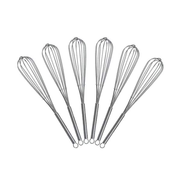 Stainless Steel Silver Mini Wire Whisk Cooking Accessory 8 inch for Mixing and Blending (6 Pack)