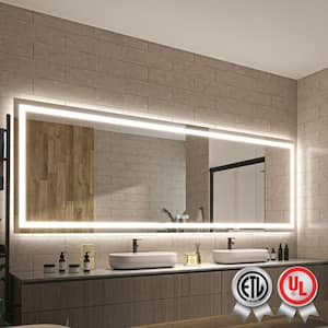 110 in. W x 48 in. H Rectangular Frameless Wall Bathroom Vanity Mirror with Backlit and Front Light