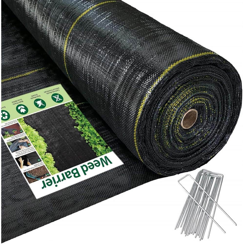 4 ft. x 300 ft. Black Weed Barrier Landscape Premium Fabric-Heavy Duty with