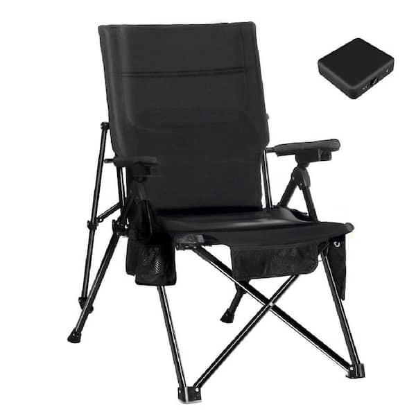 Justincity Black Heated Camping Chair with 12-Volt 16000mAh Battery, Portable for Camping, Sports and More, Features 5-Pockets