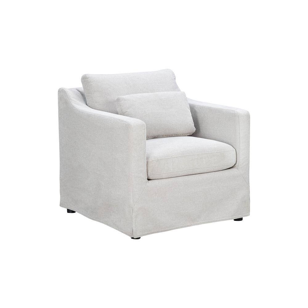 Gray Woven Fabric Medium Accent Chair with Recessed Arms