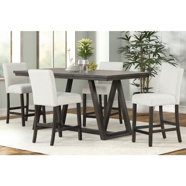NEW CLASSIC HOME FURNISHINGS High Line 5-Piece White Wood Top Counter Table Set (Seats-4)